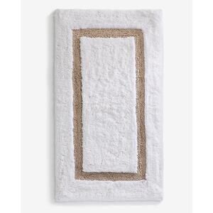 Hotel Collection Contrast Frame Bath Rug White Taupe Plush Luxury Bathroom Mat